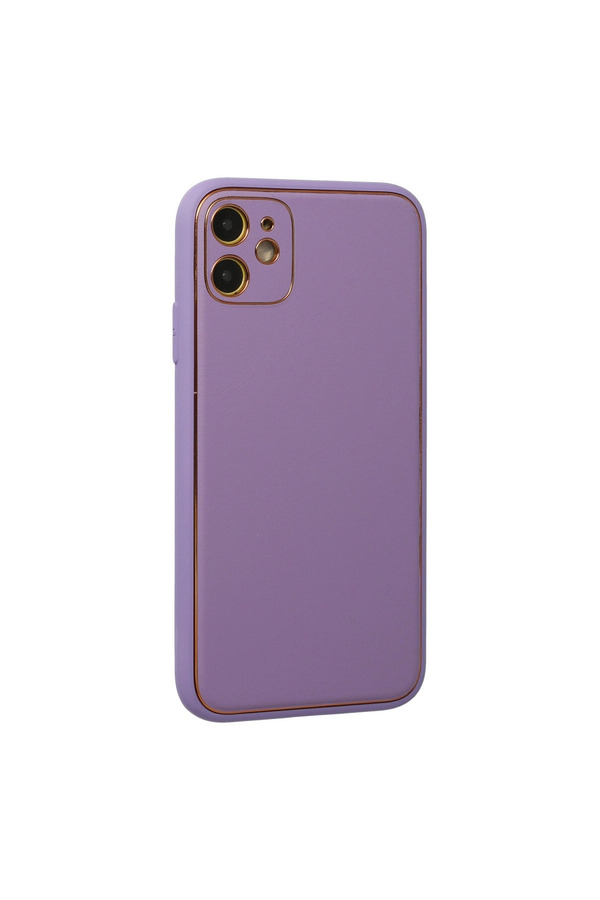 Evimdeyokyok Apple İphone 12 Kılıf Coco Deri Silikon Kapak - Lila