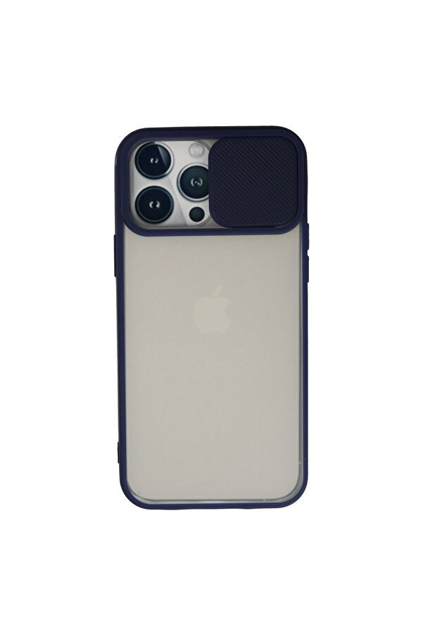 Evi̇mdeyokyok Apple İphone 13 Pro Max Kılıf Palm Buzlu Kamera Sürgülü Si̇li̇kon - Laci̇vert
