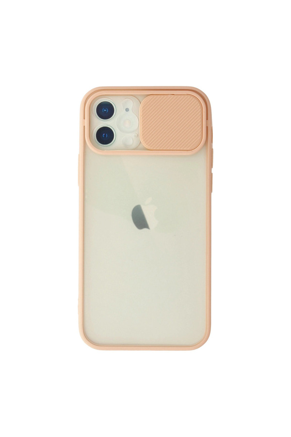 Evi̇mdeyokyok Apple İphone 12 Kılıf Palm Buzlu Kamera Sürgülü Si̇li̇kon - Pembe