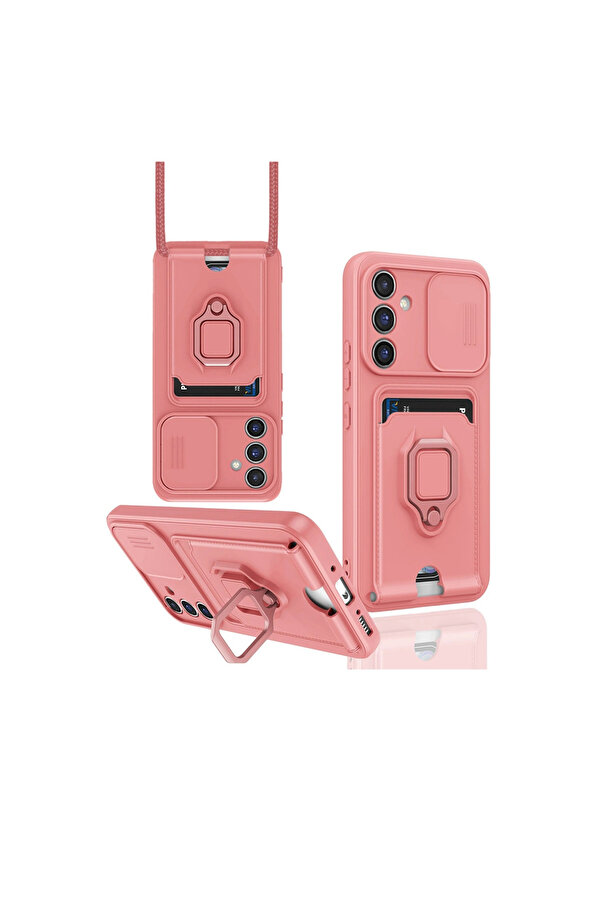Evi̇mdeyokyok Samsung Galaxy A14 4G Kılıf Zuma Kartvi̇zi̇tli̇ Yüzüklü Si̇li̇kon - Pembe