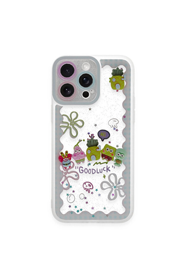 Evi̇mdeyokyok Apple İphone 14 Pro Max Kılıf Sweet Desenli̇ Si̇li̇kon Kapak - Açık Mavi̇