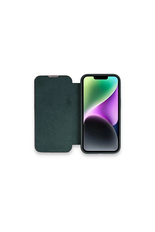 Evi̇mdeyokyok Apple İphone 14 Pro Kılıf Dolpi̇n Kapaklı - Koyu Yeşi̇l