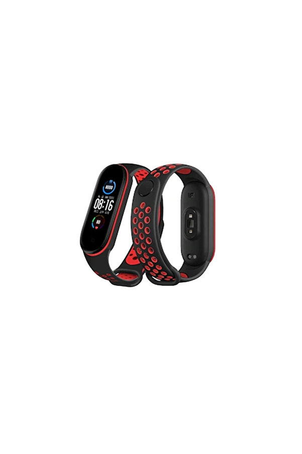 Evi̇mdeyokyok Xi̇aomi̇ Mi̇ Band 7 Spor Deli̇kli̇ Kordon - Si̇yah-Kırmızı