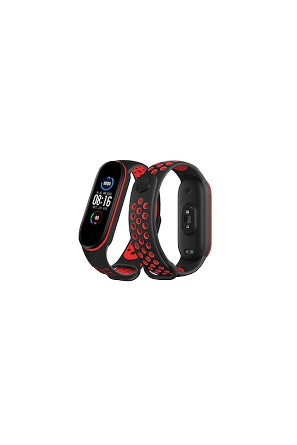 Evi̇mdeyokyok Xi̇aomi̇ Mi̇ Band 6 Spor Deli̇kli̇ Kordon - Si̇yah-Kırmızı