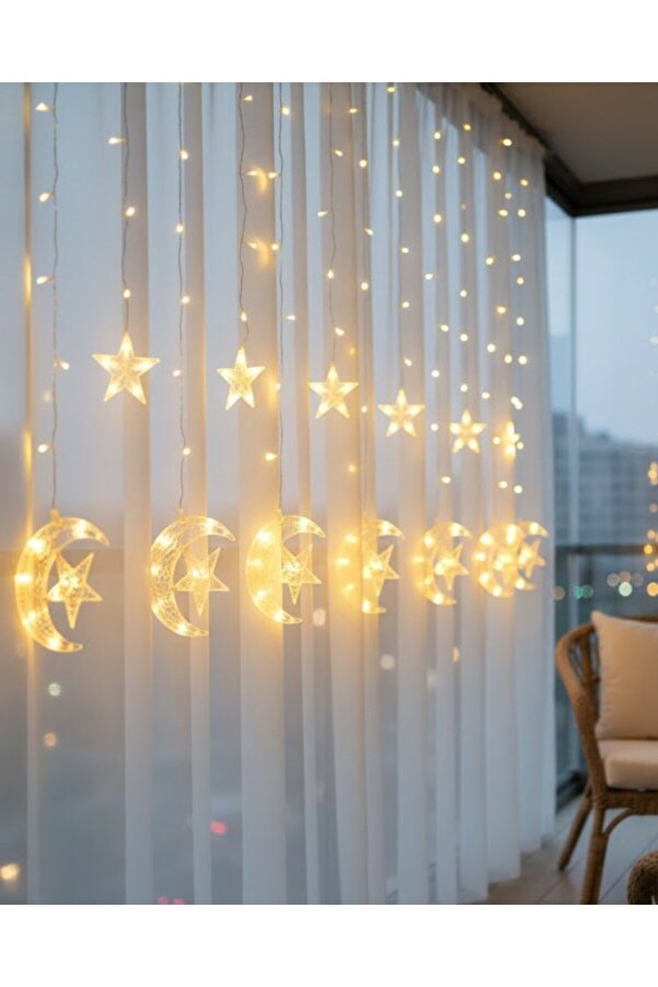 Ethab Gi̇yi̇m Hi̇lal Yıldız Led Perde Işık Balkon Pencere Ve Oda Dekorasyonu - Glst8010-6780