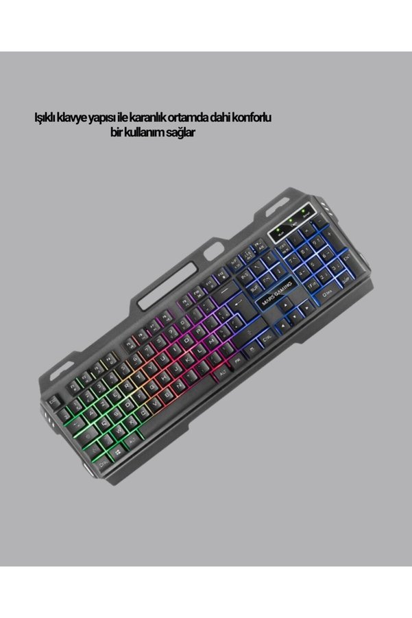 Ezere Işıklı Klavye Mouse Ve Bluetooth Kulaklık Seti Türkçe Q Usb - Karbul6372-8632
