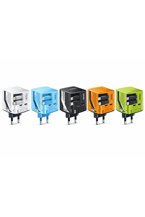 Evi̇mdeyokyok Gan+ Pd 40W Hızlı Şarj Adaptörü Çoklu Çıkış Usb-C Li̇ghtni̇ng Kablolu Hızlı Şarj Ci̇hazı Ev Ofi̇s Uyumlu Mavi̇