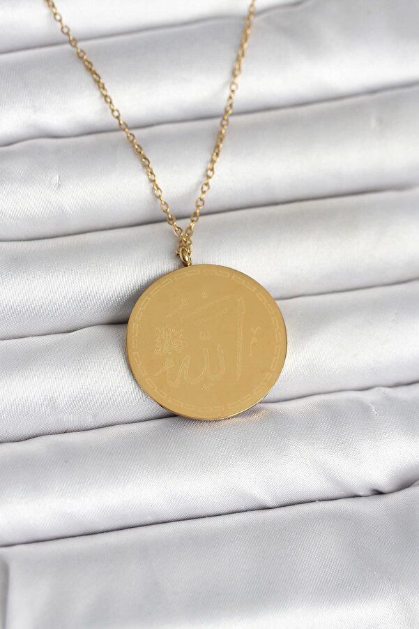 Ru Collecti̇ve 316L Çeli̇k Gold Renk Ayetel Kürsi̇ Ve Allah Yazılı Kolye - Tj-Bko11055