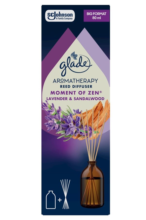 Glade Aromaterapi Çubuklu Oda Kokusu Moment of Zen Lavanta & Sandal Ağacı 80 ml