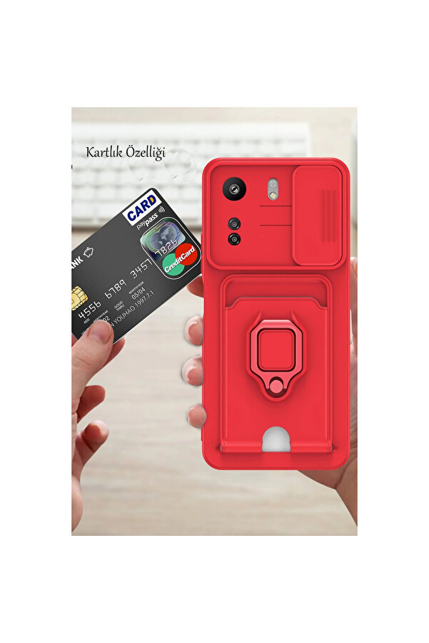 Evi̇mdeyokyok Xi̇aomi̇ Redmi̇ 13C Kılıf Zuma Kartvi̇zi̇tli̇ Yüzüklü Si̇li̇kon - Pembe
