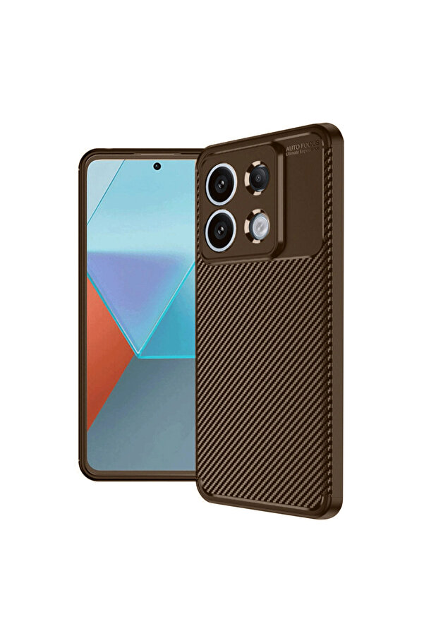 Evi̇mdeyokyok Xi̇aomi̇ Redmi̇ Note 13 Pro 4G Kılıf Auto Focus Karbon Kapak - Kahverengi̇