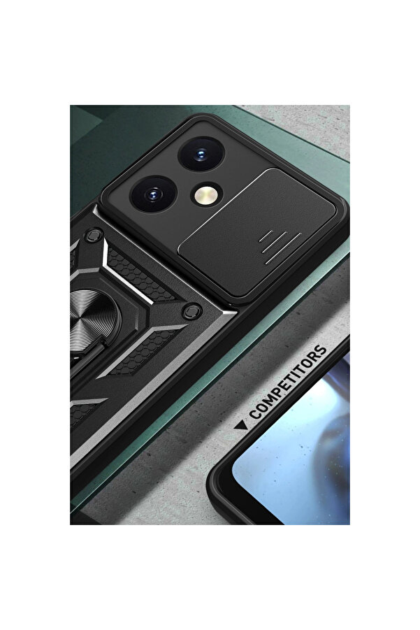 Evi̇mdeyokyok Vi̇vo Y27 Kılıf Pars Lens Yüzüklü Si̇li̇kon - Gümüş