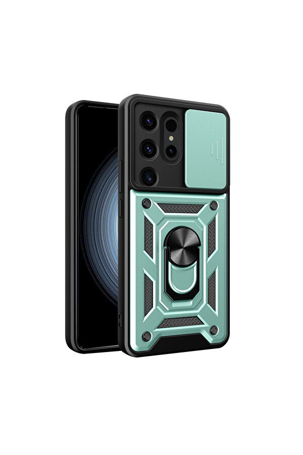 Evi̇mdeyokyok Samsung Galaxy S24 Ultra Kılıf Pars Lens Yüzüklü Si̇li̇kon - Yeşi̇l