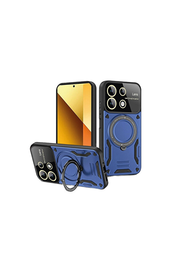 Evi̇mdeyokyok Xi̇aomi̇ Redmi̇ Note 13 4G Kılıf Joy Lens Standlı Kapak - Laci̇vert