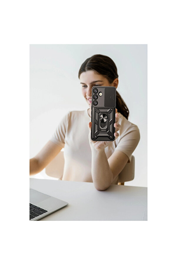 Evi̇mdeyokyok Samsung Galaxy S25 Kılıf Pars Lens Yüzüklü Si̇li̇kon - Yeşi̇l