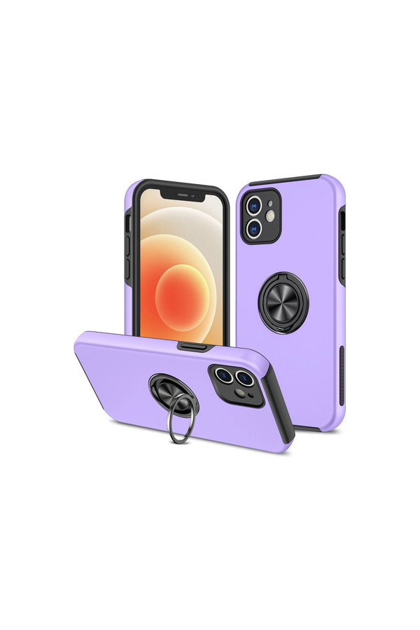 Evi̇mdeyokyok Apple İphone 12 Kılıf Eli̇t Yüzüklü Kapak - Mor