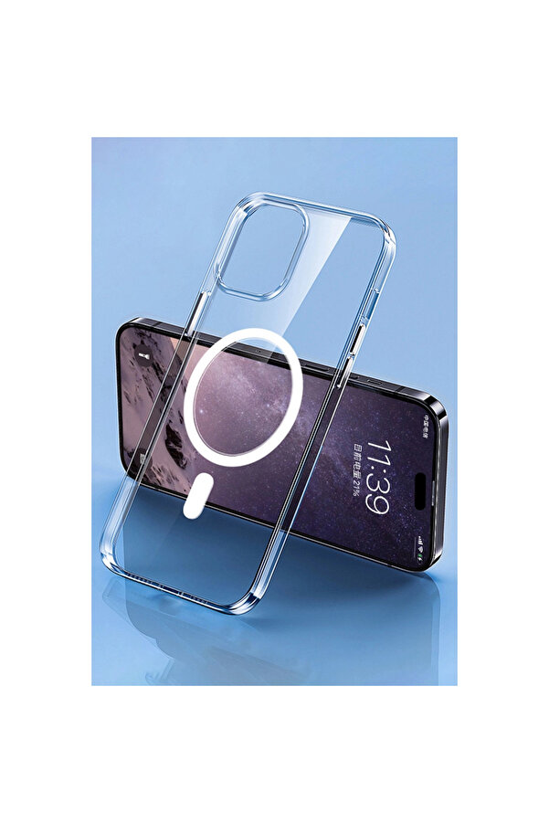 Evi̇mdeyokyok Apple İphone 14 Pro Max Kılıf Tron Şeffaf Magsafe Kapak - Şeffaf