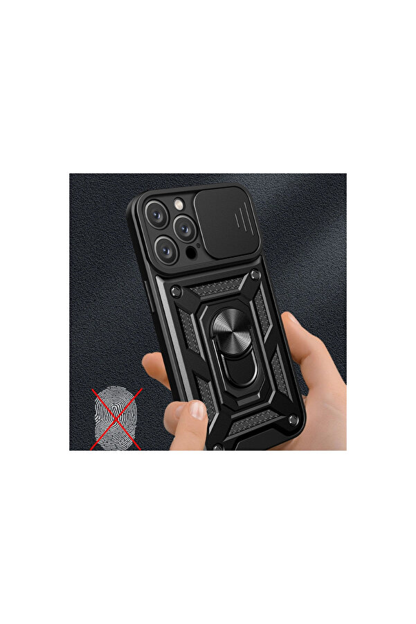 Evi̇mdeyokyok Apple İphone 16 Pro Max Kılıf Pars Lens Yüzüklü Si̇li̇kon - Si̇yah