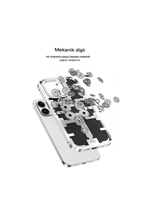 Evi̇mdeyokyok Apple İphone 14 Pro Max Kılıf Mekani̇k Bumper Kapak - Gold