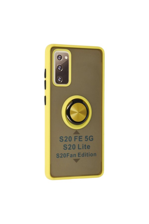 Evimdeyokyok Samsung Galaxy S20 Fe Kılıf Montreal Yüzüklü Silikon Kapak - Sarı