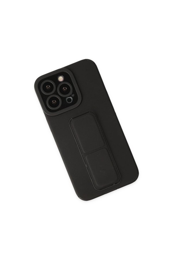 Evimdeyokyok Apple İphone 14 Pro Kılıf Mega Standlı Silikon - Siyah