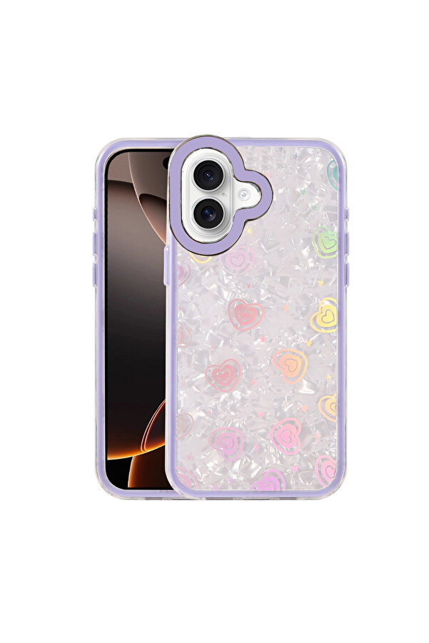 Evi̇mdeyokyok Apple İphone 16 Lumi̇ Desenli̇ Kapak - Mor