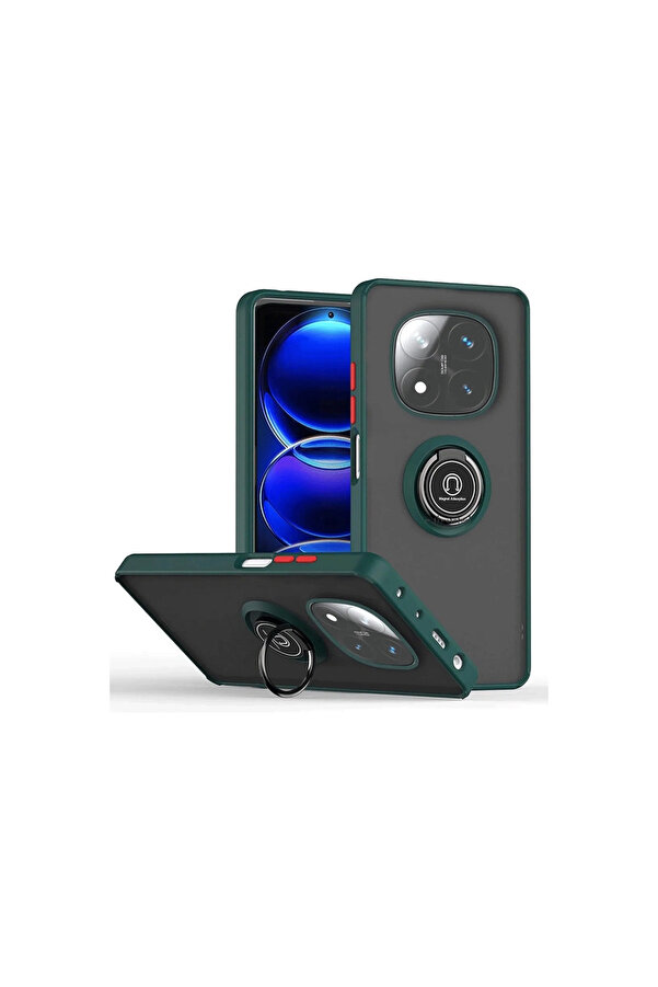 Evi̇mdeyokyok Xi̇aomi̇ Redmi̇ Note 14 Pro 5G Kılıf Montreal Yüzüklü Si̇li̇kon Kapak - Yeşi̇l
