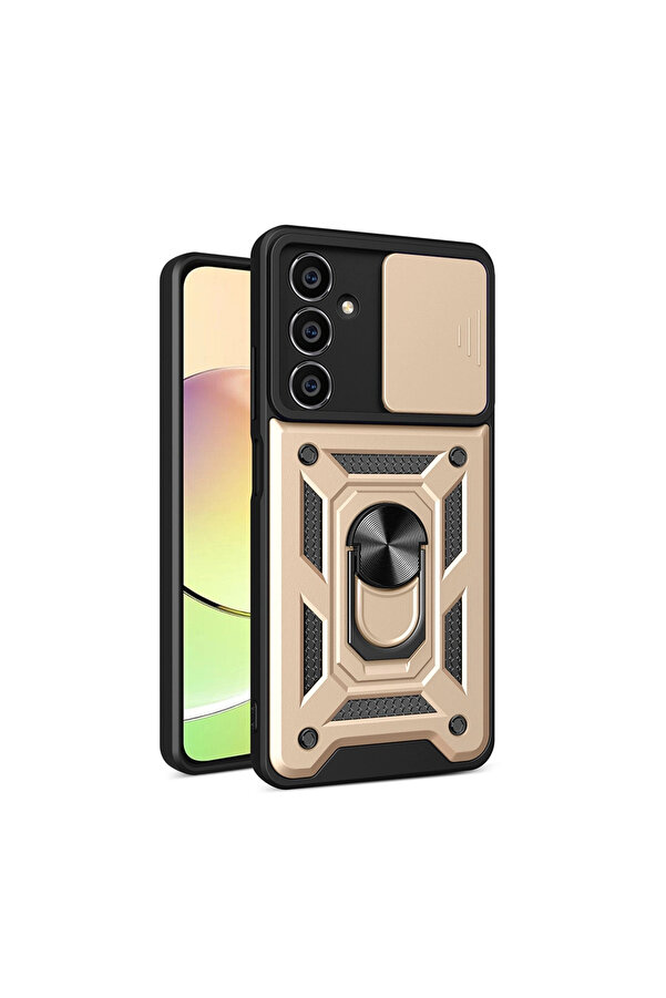Evi̇mdeyokyok Samsung Galaxy A15 4G Kılıf Pars Lens Yüzüklü Si̇li̇kon - Gold