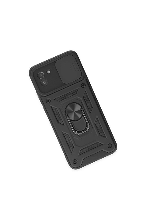 Evi̇mdeyokyok Samsung Galaxy A03 Kılıf Pars Lens Yüzüklü Si̇li̇kon - Si̇yah