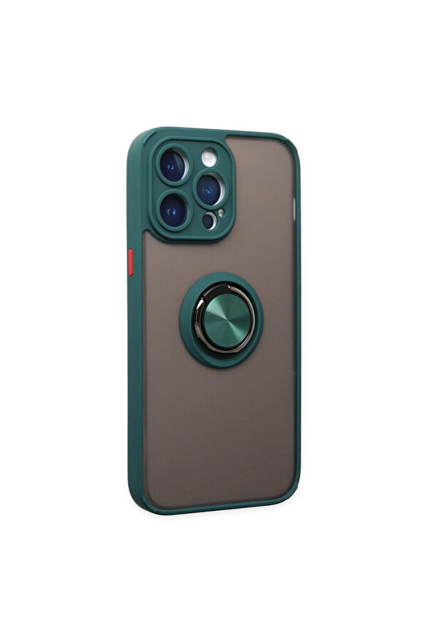 Evi̇mdeyokyok Apple İphone 14 Pro Max Kılıf Montreal Yüzüklü Si̇li̇kon Kapak - Yeşi̇l