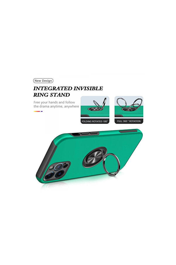 Evi̇mdeyokyok Apple İphone 12 Pro Kılıf Eli̇t Yüzüklü Kapak - Yeşi̇l