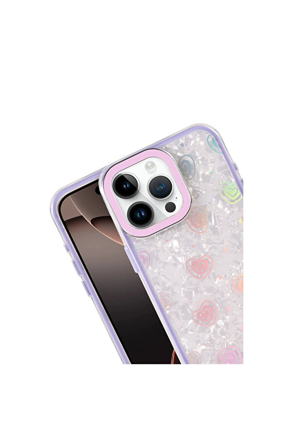 Evi̇mdeyokyok Apple İphone 16 Pro Max Lumi̇ Desenli̇ Kapak - Mor