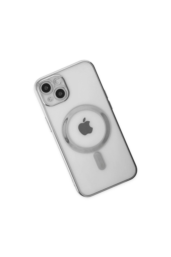 Evi̇mdeyokyok Apple İphone 14 Plus Kılıf Magneti̇csafe Lazer Si̇li̇kon - Gümüş