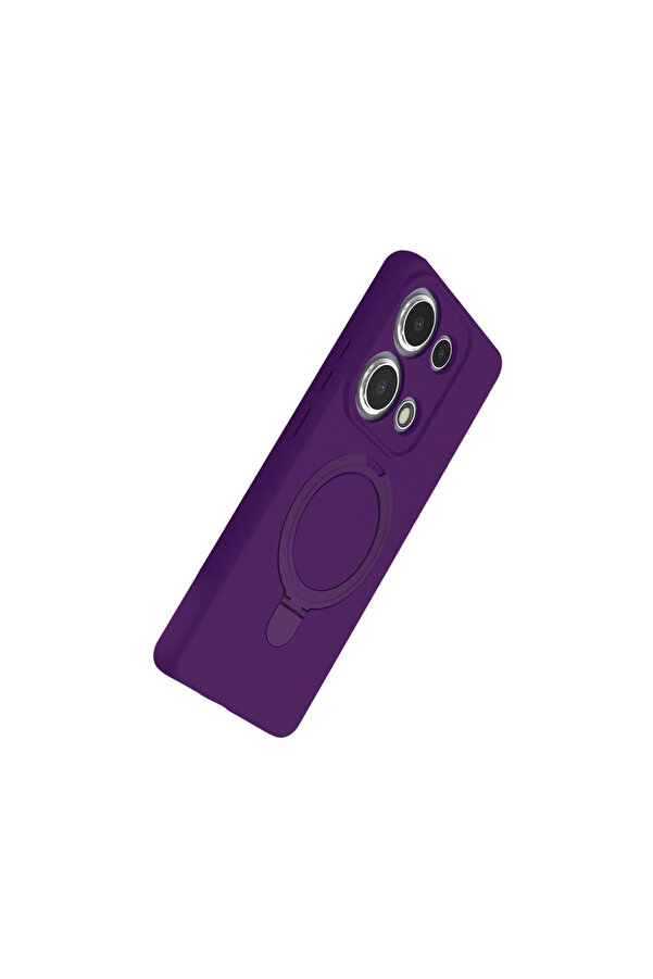 Evi̇mdeyokyok Xi̇aomi̇ Redmi̇ Note 13 Pro 4G Regal Magsafe Standlı Kapak - Deri̇n Mor