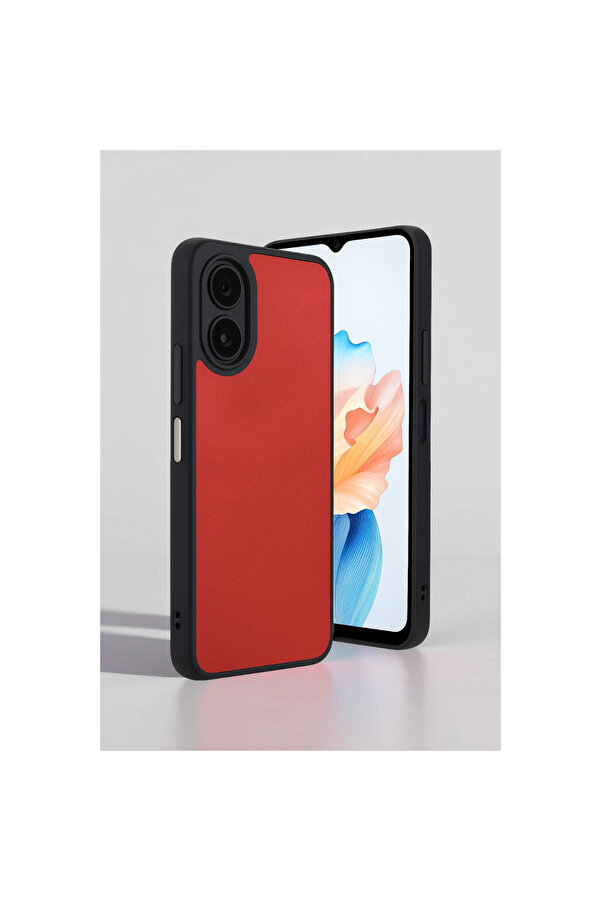 Evi̇mdeyokyok Oppo A38 Kılıf Aras Deri̇ Kapak - Kırmızı