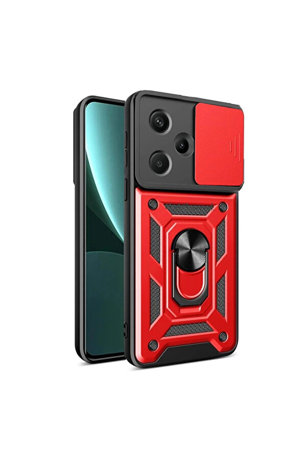 Evi̇mdeyokyok Xi̇aomi̇ Redmi̇ Note 13 Pro Plus Kılıf Pars Lens Yüzüklü Si̇li̇kon - Kırmızı