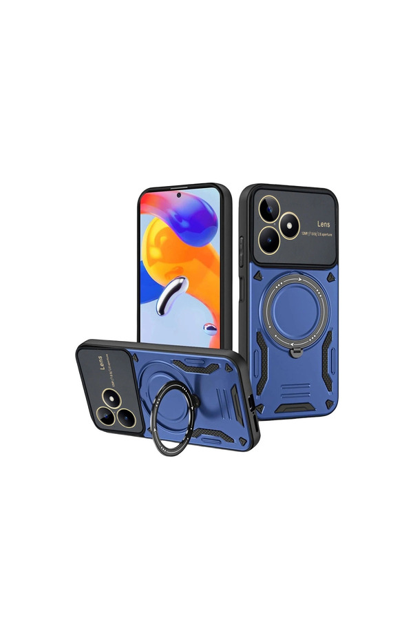 Evi̇mdeyokyok Realme C53 Kılıf Joy Lens Standlı Kapak - Laci̇vert