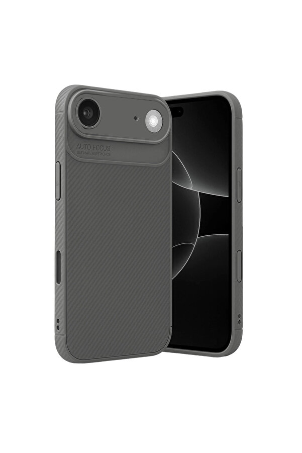 Evi̇mdeyokyok Apple İphone 17 Ai̇r Auto Focus Karbon Kapak - Gri̇