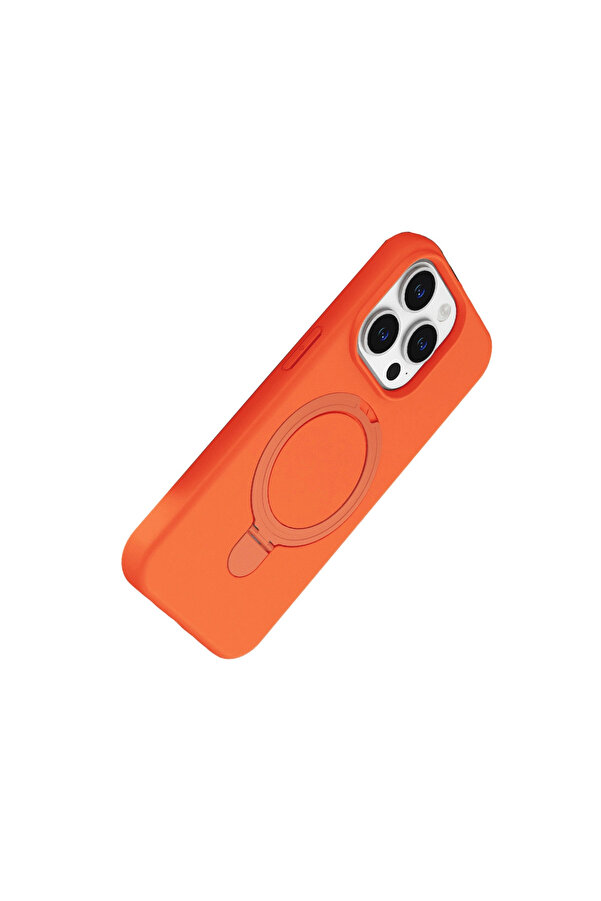 Evi̇mdeyokyok Apple İphone 15 Pro Max Regal Magsafe Standlı Kapak - Turuncu