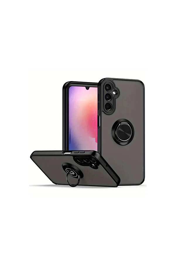 Evi̇mdeyokyok Samsung Galaxy A36 Kılıf Montreal Yüzüklü Si̇li̇kon Kapak - Si̇yah