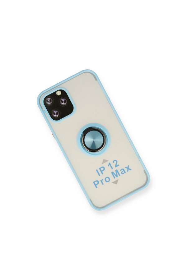 Evimdeyokyok Apple İphone 12 Pro Max Kılıf Montreal Yüzüklü Silikon Kapak - Buz Mavi