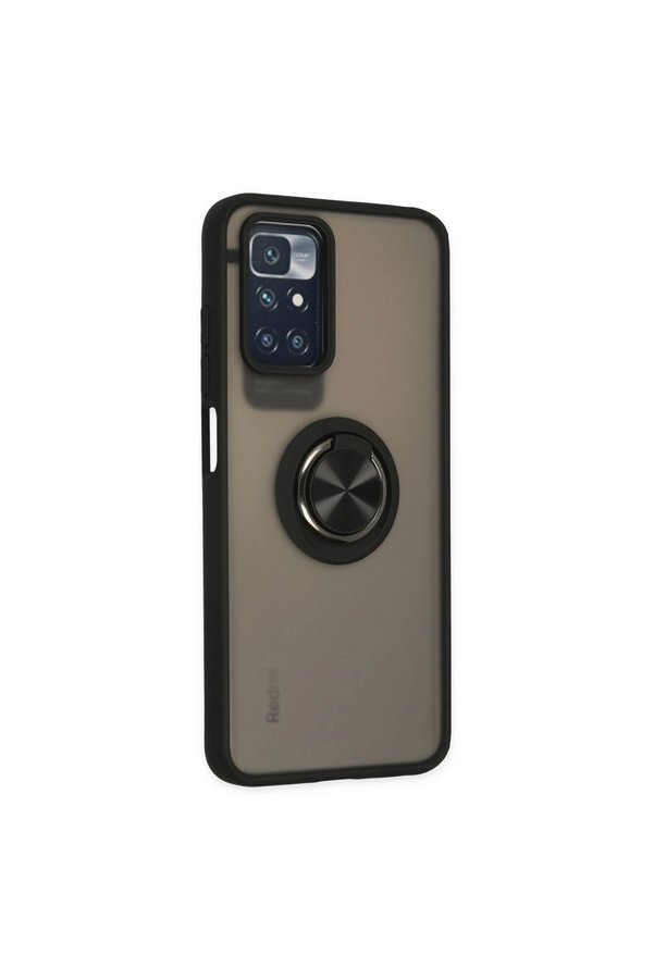 Evimdeyokyok Xiaomi Redmi 10 2022 Kılıf Montreal Yüzüklü Silikon Kapak - Siyah