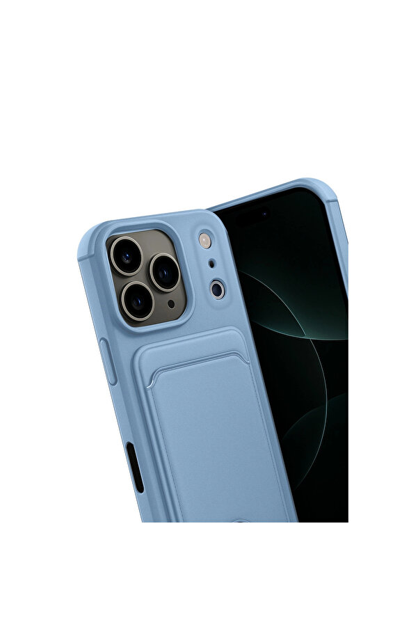 Evi̇mdeyokyok Apple İphone 17 Pro Max Kelvi̇n Kartvi̇zi̇tli̇ Si̇li̇kon - Mavi̇