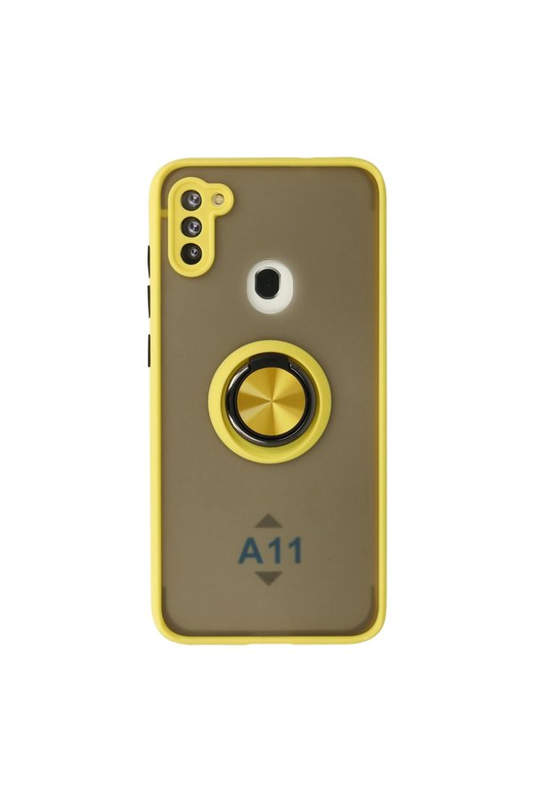 Evimdeyokyok Samsung Galaxy A11 Kılıf Montreal Yüzüklü Silikon Kapak - Sarı