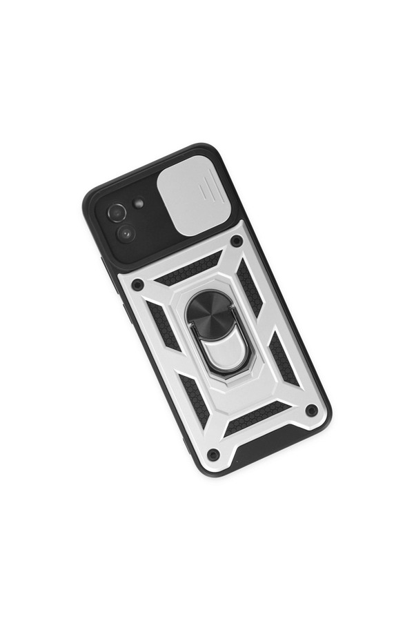 Evi̇mdeyokyok Samsung Galaxy A03 Kılıf Pars Lens Yüzüklü Si̇li̇kon - Gümüş