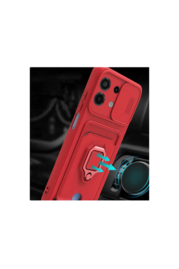 Evi̇mdeyokyok Xi̇aomi̇ Redmi̇ Note 13 4G Kılıf Zuma Kartvi̇zi̇tli̇ Yüzüklü Si̇li̇kon - Li̇la