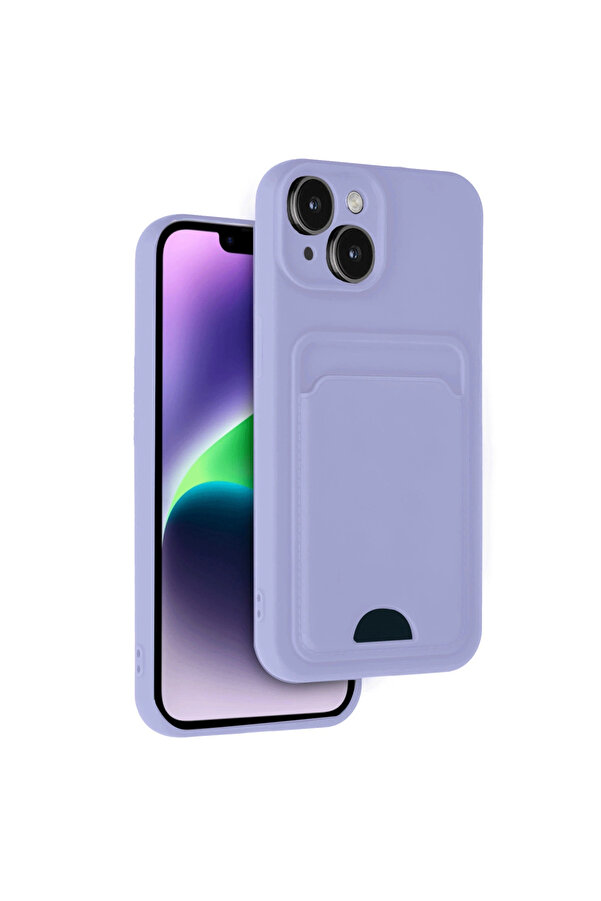 Evi̇mdeyokyok Apple İphone 14 Kılıf Kelvi̇n Kartvi̇zi̇tli̇ Si̇li̇kon - Li̇la