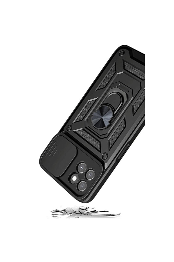 Evi̇mdeyokyok Samsung Galaxy M15 Kılıf Pars Lens Yüzüklü Si̇li̇kon - Si̇yah