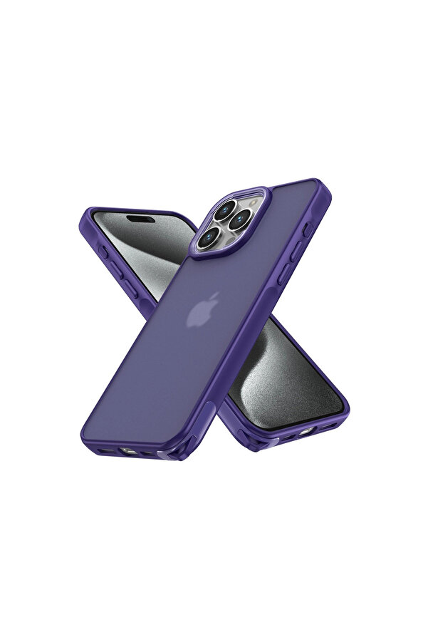 Evi̇mdeyokyok Apple İphone 15 Pro Max Kılıf Elegant Kapak - Deri̇n Mor