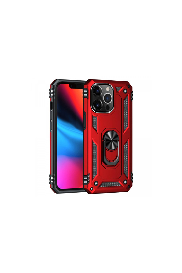 Evi̇mdeyokyok Apple İphone 14 Pro Kılıf Sofya Yüzüklü Si̇li̇kon Kapak - Kırmızı